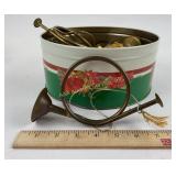 Collectible Christmas Brass Horns lot of 9