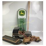 Tonka Jeep, John Deere Thermometer, Wooden Truck w