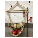 Hammock Seat & Tall Red Lamp