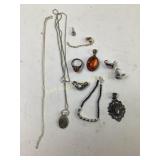 .925 Sterling Silver Marked Chain and cat pendant