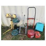 Propane mosquito Magnet, gas cans, handcarts