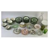 Plates, Crystal Vase, Green Cups