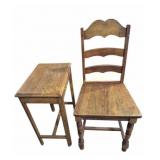 Wood Chair & Wood Side Table (18 in. X 12 in. X