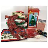 Douglas Fir Talking Tree, Christmas Linens, Lights