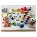 Assorted Toys; Kewpie Doll, Bambi Toy, Bell Ringer