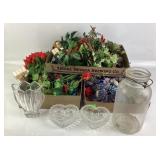 Gorham Crystal Vase, Birds Trinket Dishes, Artific