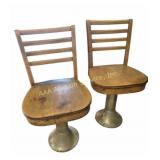 Wood Chairs with Metal Base (2) From Old Fort