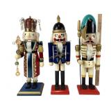 Three Tall Wooden Nutcrackers