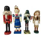 Wooden Nutcrackers; Soldiers, Queen, Pilgrim