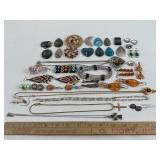 Costume Jewelry: Purple Stone Brooch, Pink and