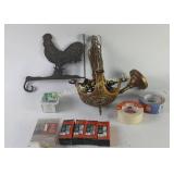 Brass Art Deco Chandelier, Hardware, Rooster
