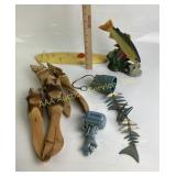 Fishing-Themed Figurine, ï¿½Wind Chime, Carved Fish
