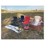 4 camping chairs, cuisinart grill, cornhole