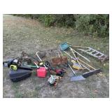 Garden tools, hand carts, trimmers, chainsaw
