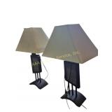 Table Lamps (2) Slate Panel on Base