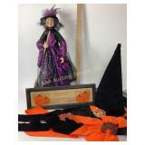 Halloween Items; Standing Witch, Witch Hat, Ribbon