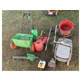 Seed spreaders, sprayer, gas trimmers, blower