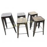 Wood & Metal Stools (5): 4 (23.5 in.) 1 (28.5 in.