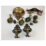 Brass Genie Lamp, Nutcracker Trinket Dishes,
