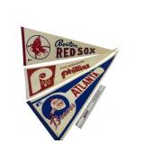 Vintage MLB Pennants Braves, Phillies & Red Sox