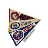 Vintage MLB Pennants Cleveland Indians, KC Royals