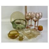 McCoy Pinecone Teapot Hand Painted Wine Glasses, G