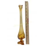 MCM Viking Epic Line swung amber art glass vase