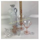1971 Jim Beam Whiskey Decanter, Pink Glass Stemwar