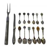 State Souvenir Spoons, Carving Fork, Knife