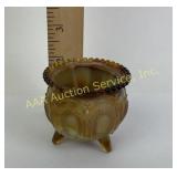 Footed Marble Glass Toothpick Holder with Beaded R