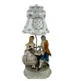 Porcelain Figural Table Lamp, Courting Couple