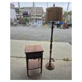 Wood Side Table & Wood Base Floor Lamp.