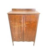 Wood Wardrobe on Wheels, Hanging Bar & 3 Drawers