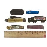 (5) advertising pocket knives Colonial Golden Age