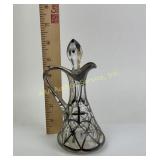 Glass Cruet with Silver Overlay