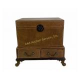 Wooden Chest with Drawers and Locking Lid
