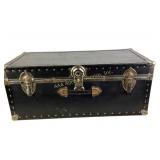Black Metal Trunk With Hinged Lid