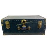 Blue Travel Trunk with Brass Hardware
