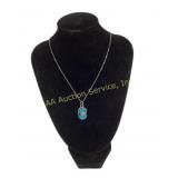 Effie C Zuni Silver Turquoise Pendant Necklace