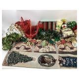 Christmas Decor With Tapestry, Garland, Dolls