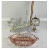 Depression Glass Pink Oyster and Pearl Dish, India