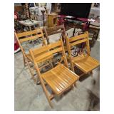 Wood Folding Chairs (4) 3 Light Colored & 1 Dark