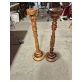 Wood Pedestal Candle Holders (2) (34 in. H)