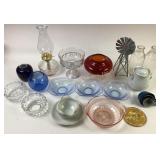 Glassware, Milk Bottles, Oil Lamp