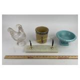 LE Smith Glass Rooster, Robinson Ransbottom Jar, R