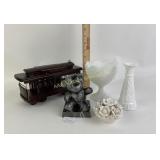 Milk Glass, ï¿½Ceramic Floral,Cable Car Music Box, B