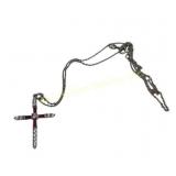 .925 Sterling Silver Cross with Pink and
