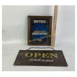 Metal Open Closed Signs, Framed Notice Sign