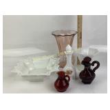 Depression Glass Vase, Westmoreland Square Bowl, M