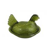Indiana Glass Green ï¿½Hen Covered Dish